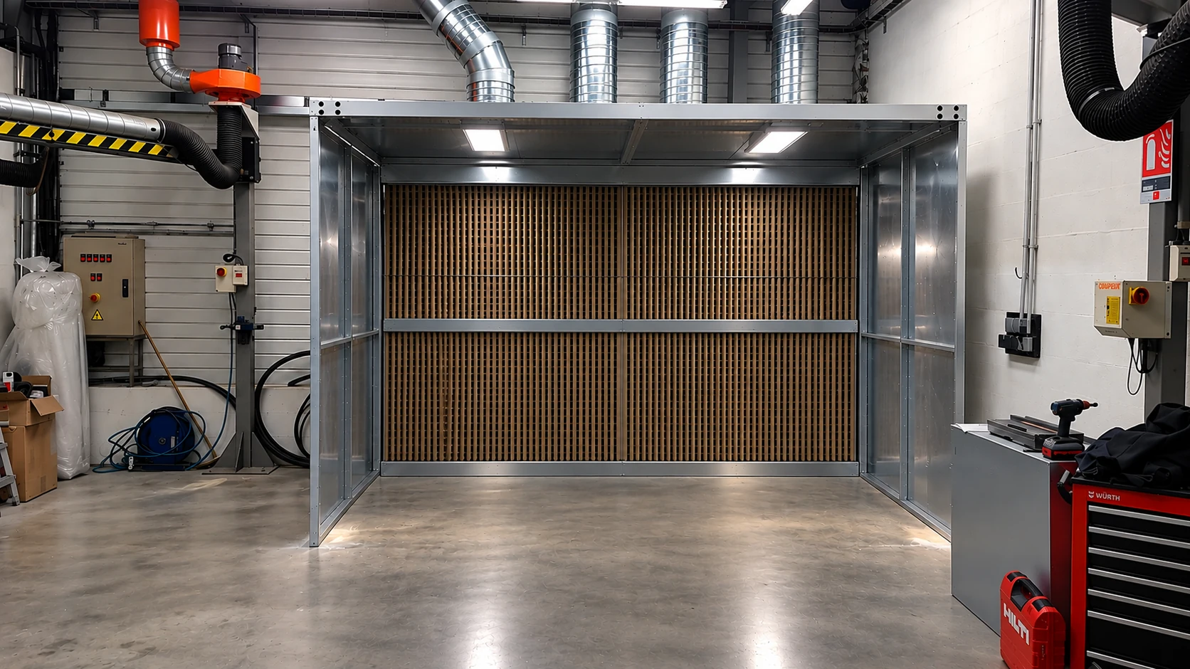 Cabina aspirante industrial con medio Paint Stop
