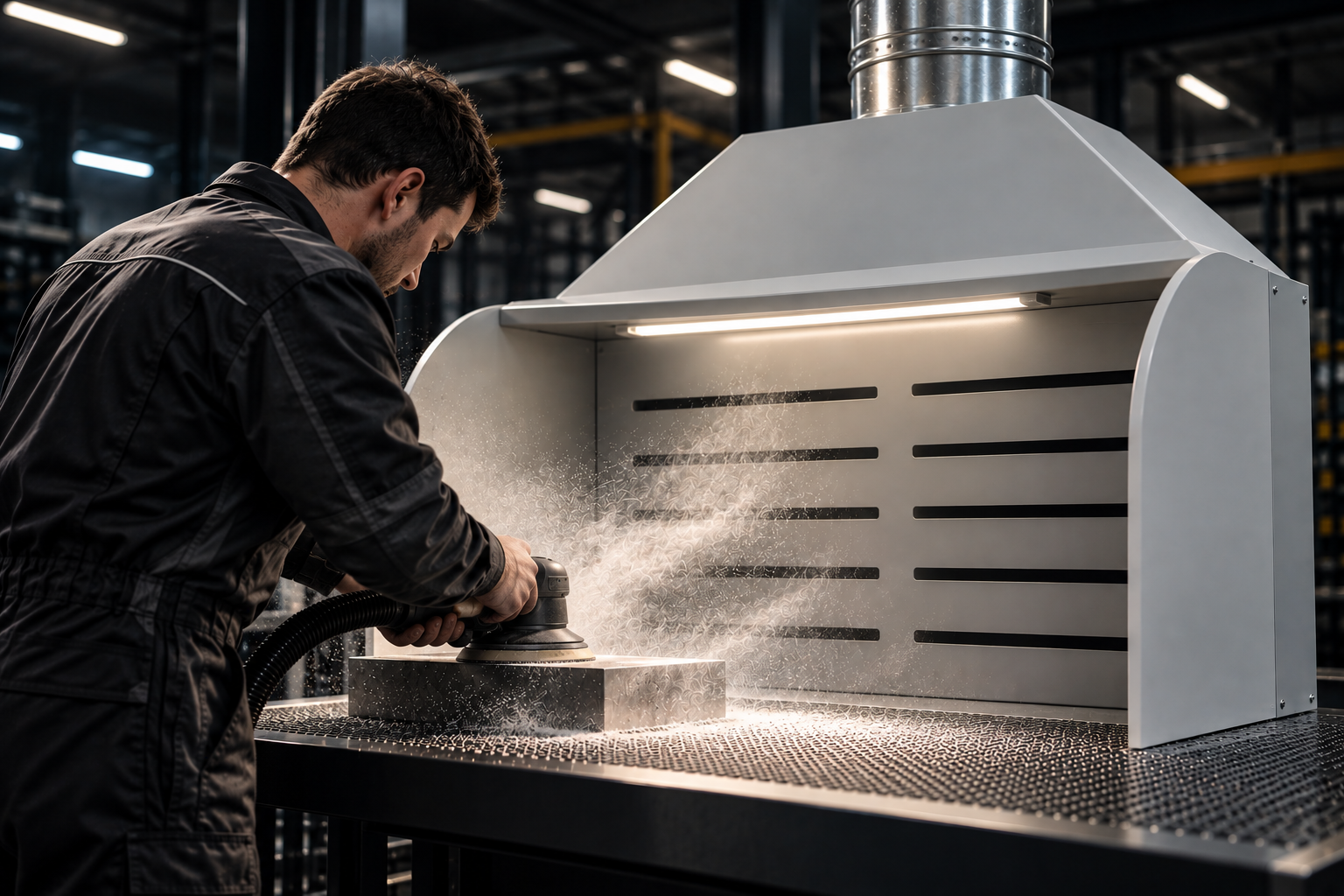 Respaldo aspirante industrial en funcionamiento